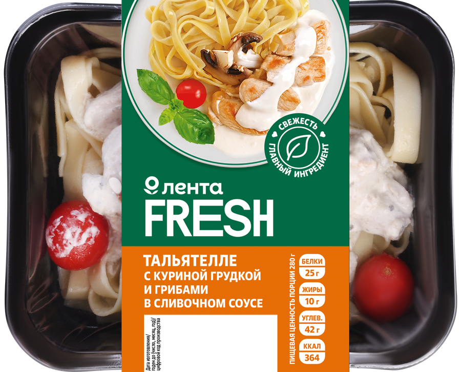 Тальятелле с куриной грудкой и грибами в сливочном соусе ЛЕНТА FRESH, 280г, превью