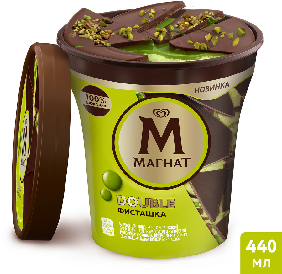 Мороженое МАГНАТ Double Фисташка, сливочное 10%, без змж, пластиковый стакан, 300г, превью