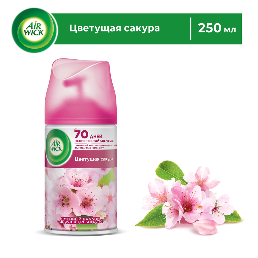 Баллон сменный для автоматического освежителя воздуха AIR WICK Freshmatic Цветущая сакура, 250мл, превью