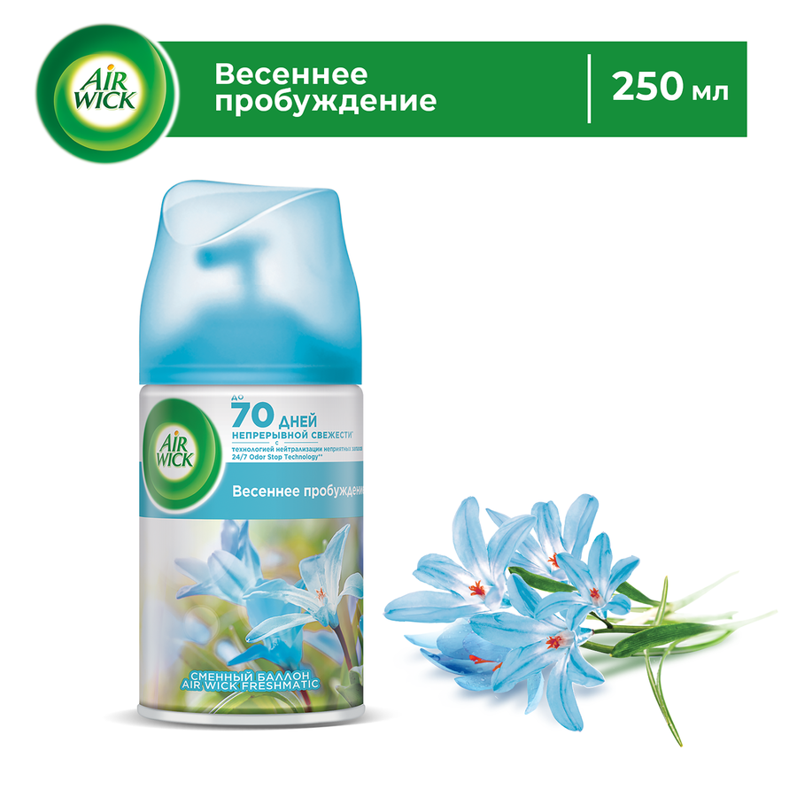 Баллон сменный для автоматического освежителя воздуха AIR WICK Freshmatic Весеннее пробуждение, 250мл, предпросмотр