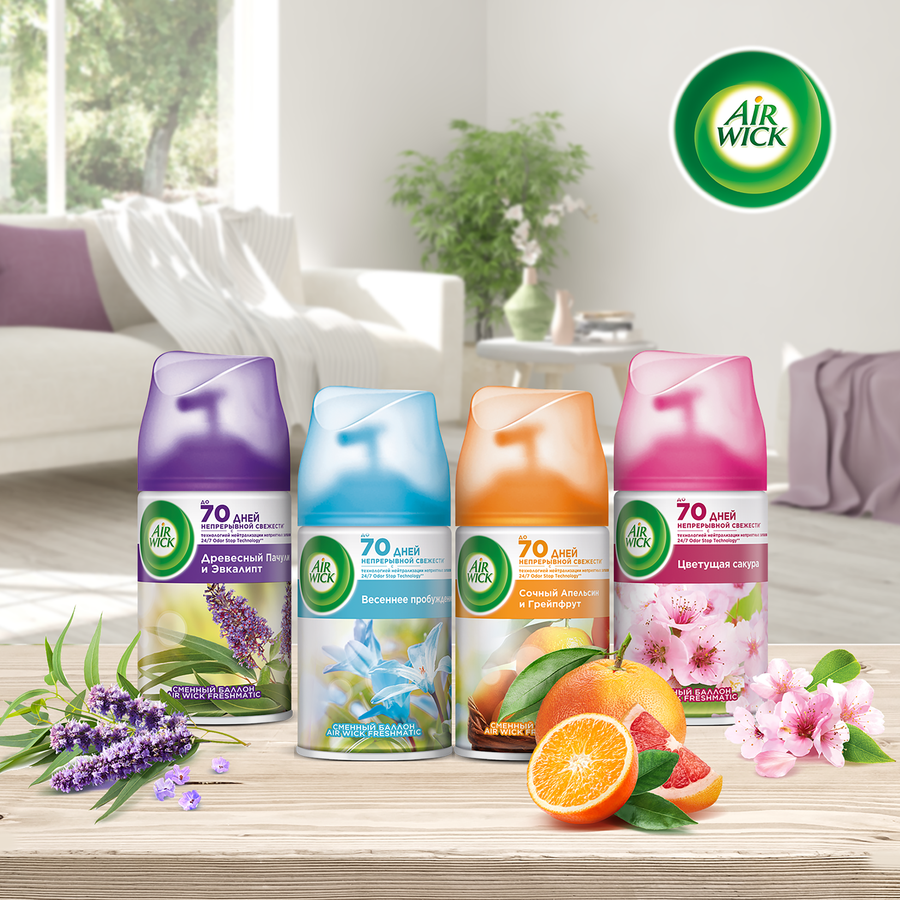 Баллон сменный для автоматического освежителя воздуха AIR WICK Freshmatic Весеннее пробуждение, 250мл, предпросмотр