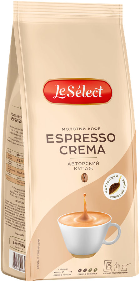 Кофе молотый LE SELECT Espresso Crema натуральный, 200г, превью