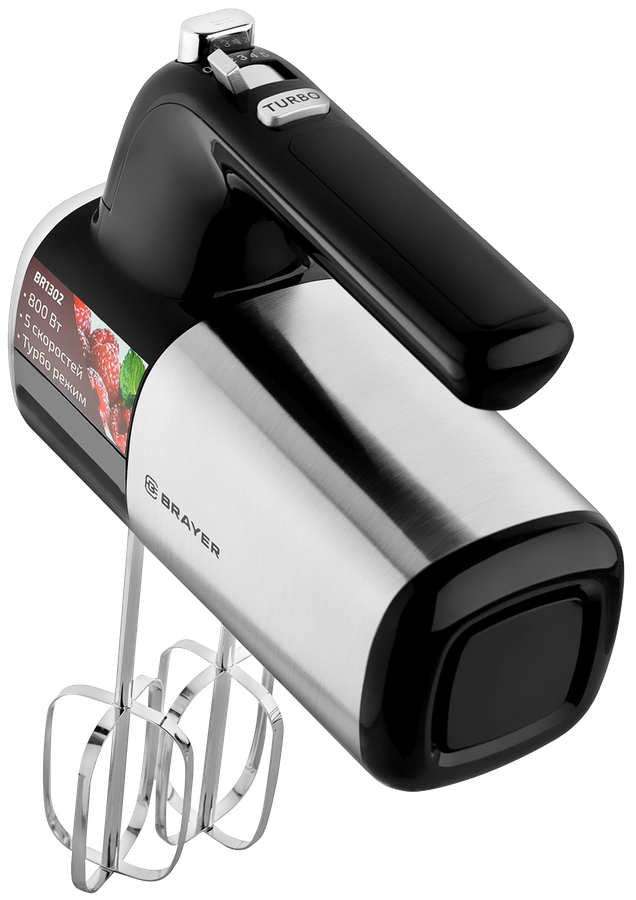 Миксер BRAYER 800Вт, 5 скоростных режимов, турбо Арт. BR1302, предпросмотр