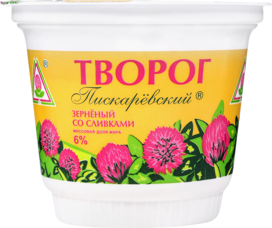 Творог зерненый МЗ ПИСКАРЕВСКИЙ со сливками 6%, без змж, 200г, превью