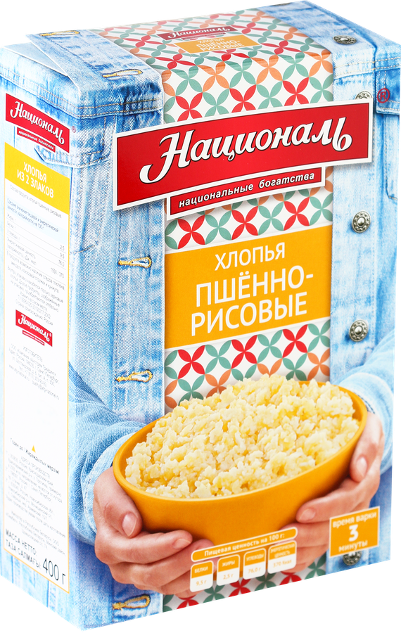Хлопья пшенно-рисовые НАЦИОНАЛЬ, 400г, превью