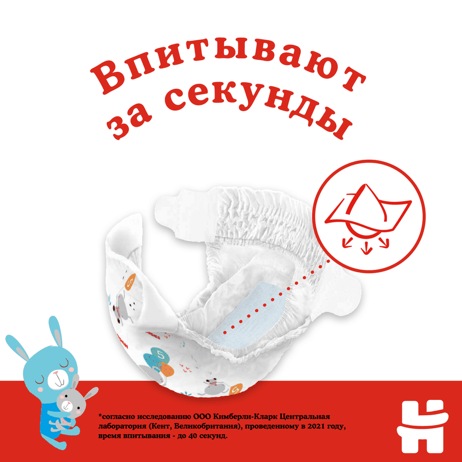 Подгузники HUGGIES Classic 3 4–9кг, 78шт, превью