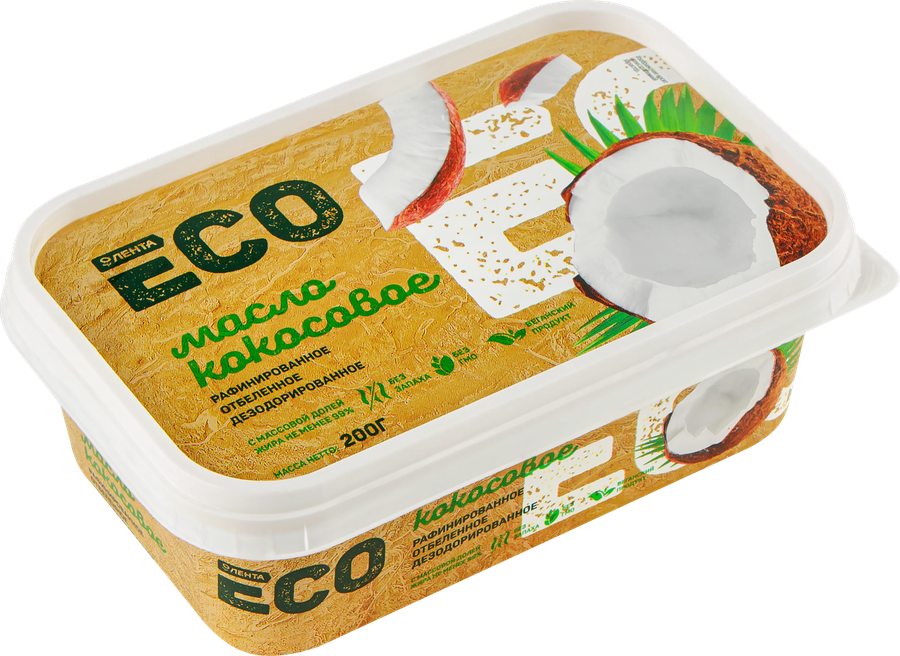 Масло кокосовое ЛЕНТА ЕСО 99%, 200г, превью