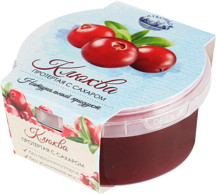 Клюква ЛУКОШКО протертая с сахаром, 200г, предпросмотр