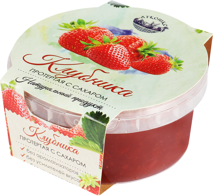 Клубника ЛУКОШКО протертая с сахаром, 200г, предпросмотр