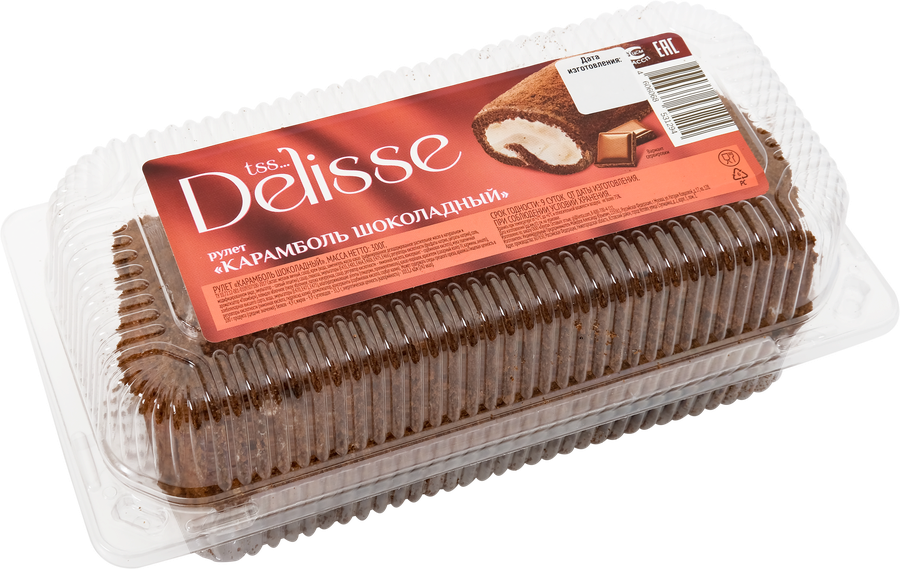 Рулет DELISSE Карамболь шоколадный, 300г, превью