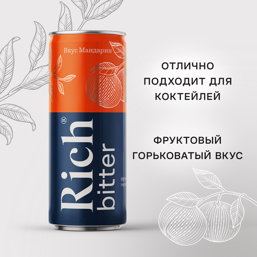 Напиток RICH Тоник Bitter Мандарин сильногазированный, 0.33л, превью