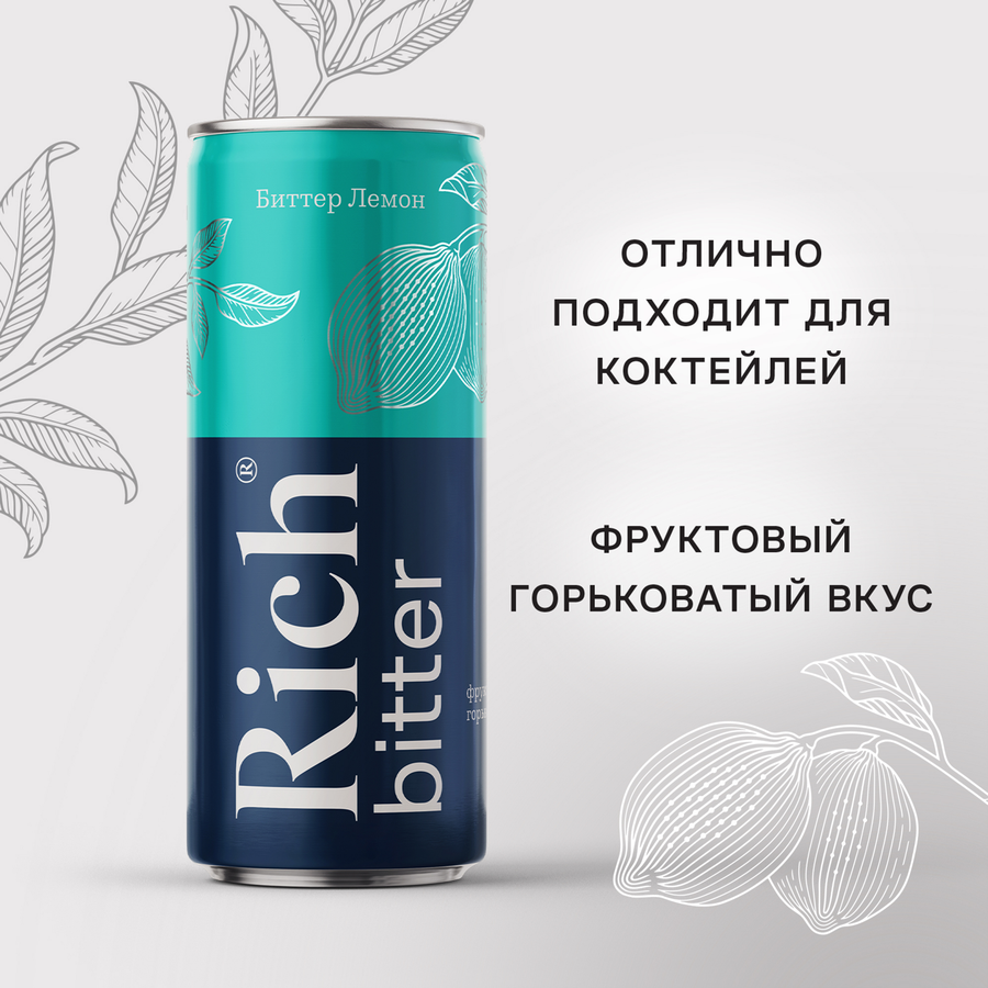 Напиток RICH Тоник Bitter Лимон сильногазированный, 0.33л, предпросмотр
