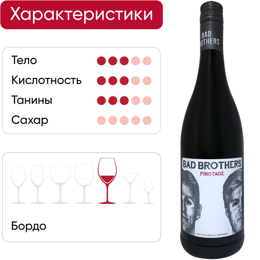 Вино BAD BROTHERS красное сухое, 0.75л, предпросмотр