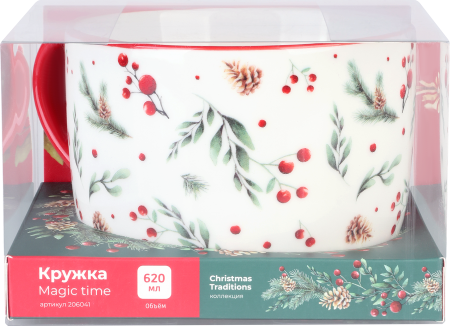 Кружка HOMECLUB Magic time 620мл, фарфор, в ассортименте, 206041, предпросмотр
