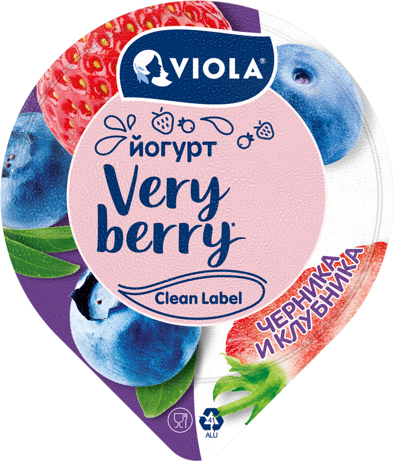 Йогурт VIOLA Very Berry с черникой и клубникой 2,6%, без змж, 180г, превью