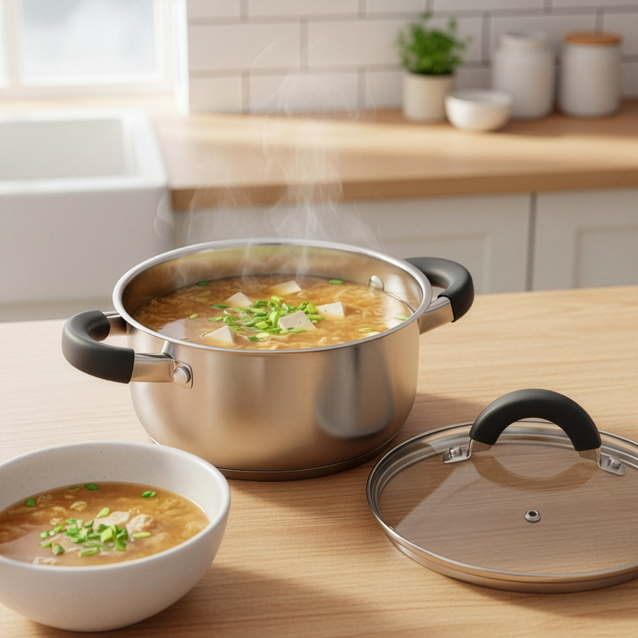 Кастрюля HOMECLUB Comfort, с силиконовыми ручками, нержавеющая сталь, индукция, 1.5 Арт. GS-3, превью