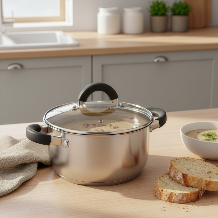 Кастрюля HOMECLUB Comfort, с силиконовыми ручками, нержавеющая сталь, индукция, 3.5л Арт. GS-5, превью