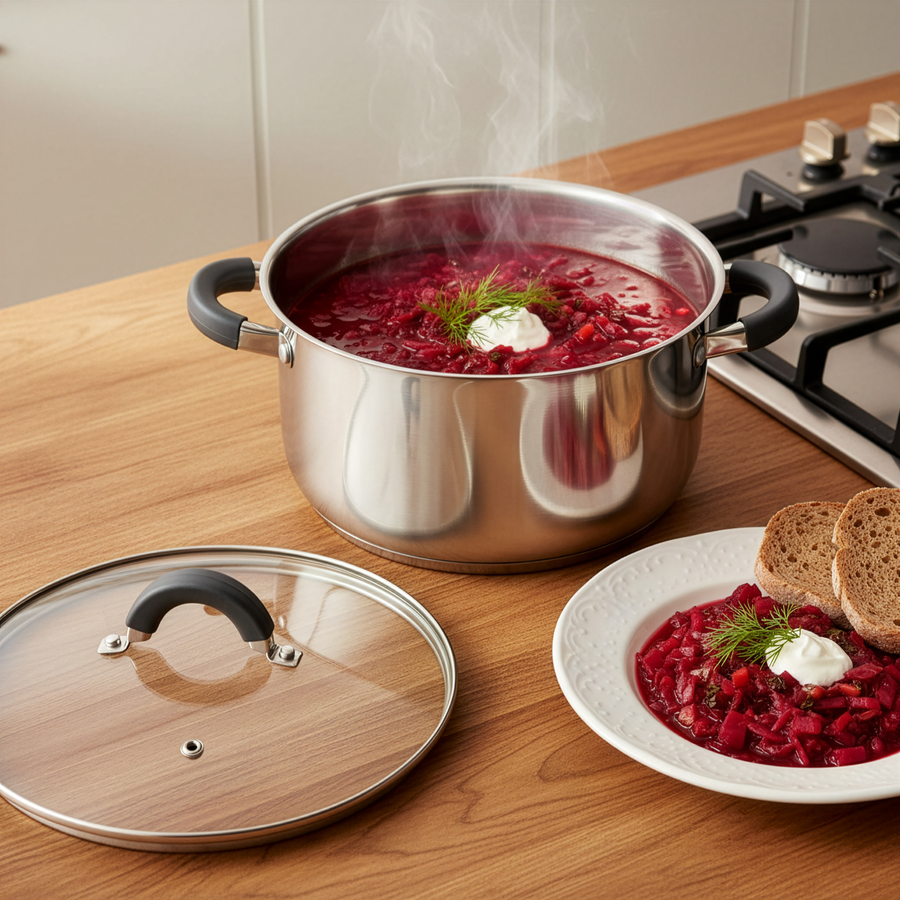 Кастрюля HOMECLUB Comfort, с силиконовыми ручками, нержавеющая сталь, индукция, 5.8л Арт. GS-7, предпросмотр