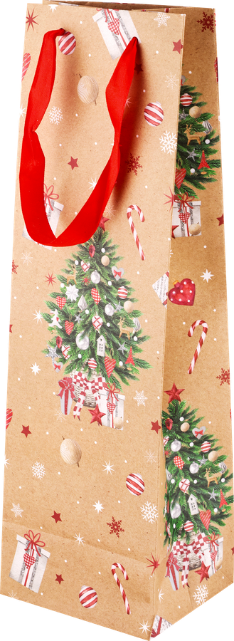 Пакет подарочный Magic, крафт, премиум, под бутылку, 12x38x10см Арт. KBP, предпросмотр