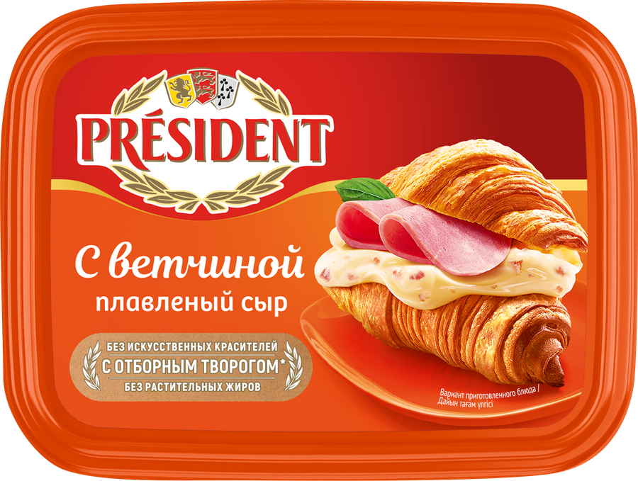 Сыр плавленый PRESIDENT с ветчиной 45%, без змж, 400г, предпросмотр