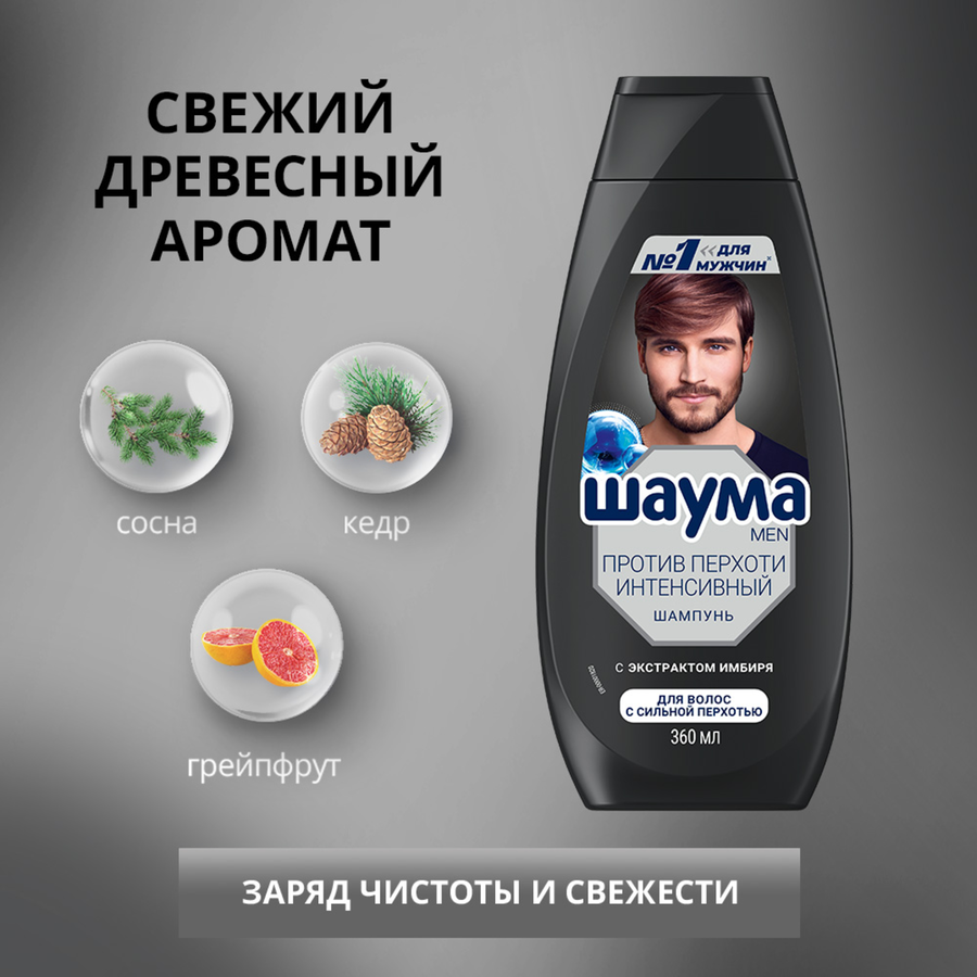 Шампунь для волос мужской ШАУМА Men Intensive против перхоти, 360мл, превью