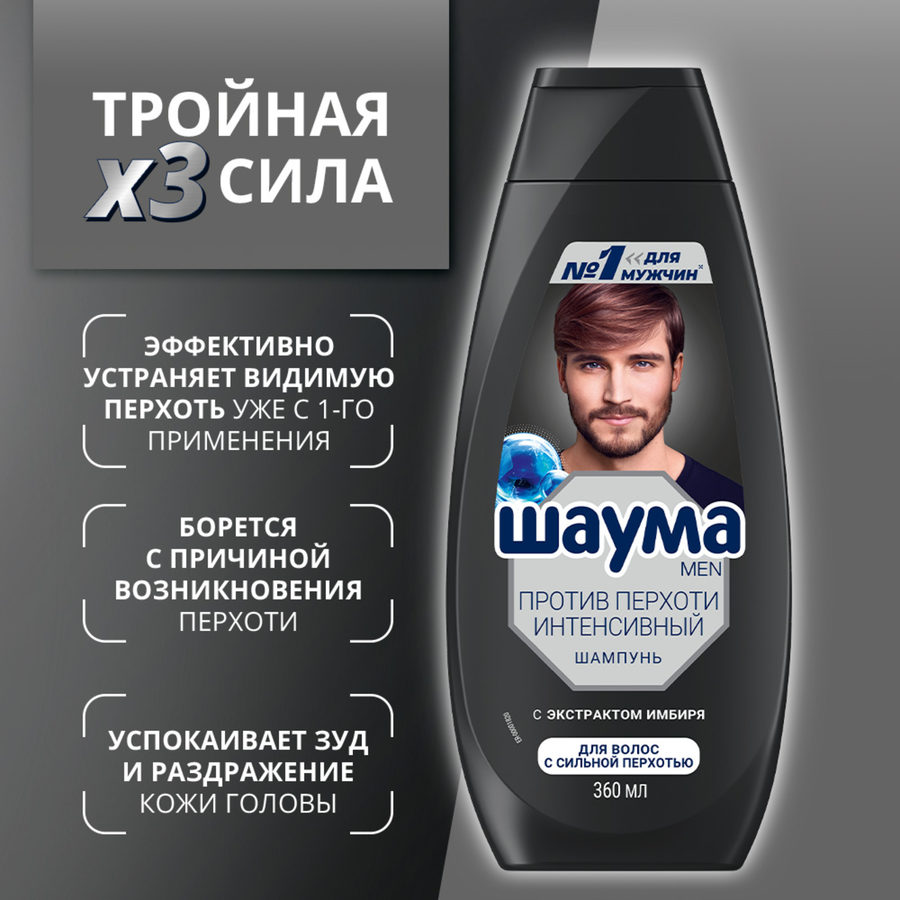 Шампунь для волос мужской ШАУМА Men Intensive против перхоти, 360мл, превью