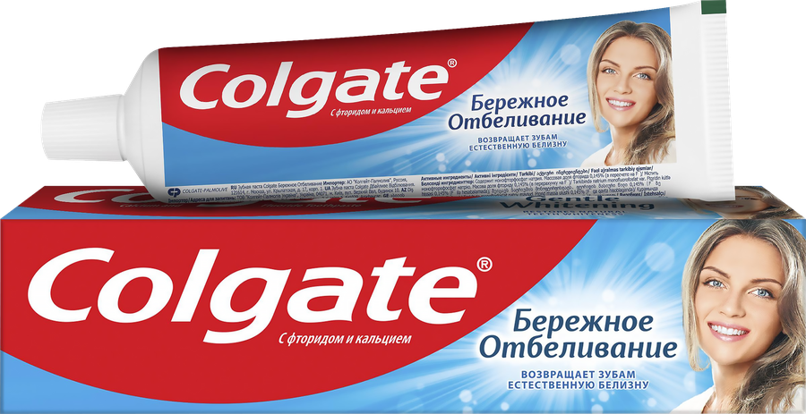 Зубная паста COLGATE Бережное отбеливание, с фтором и кальцием, 100мл, превью