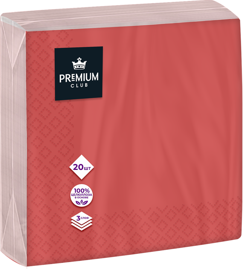 Салфетки бумажные PREMIUM CLUB Цветные 3-слоя 33х33см, 20шт, превью