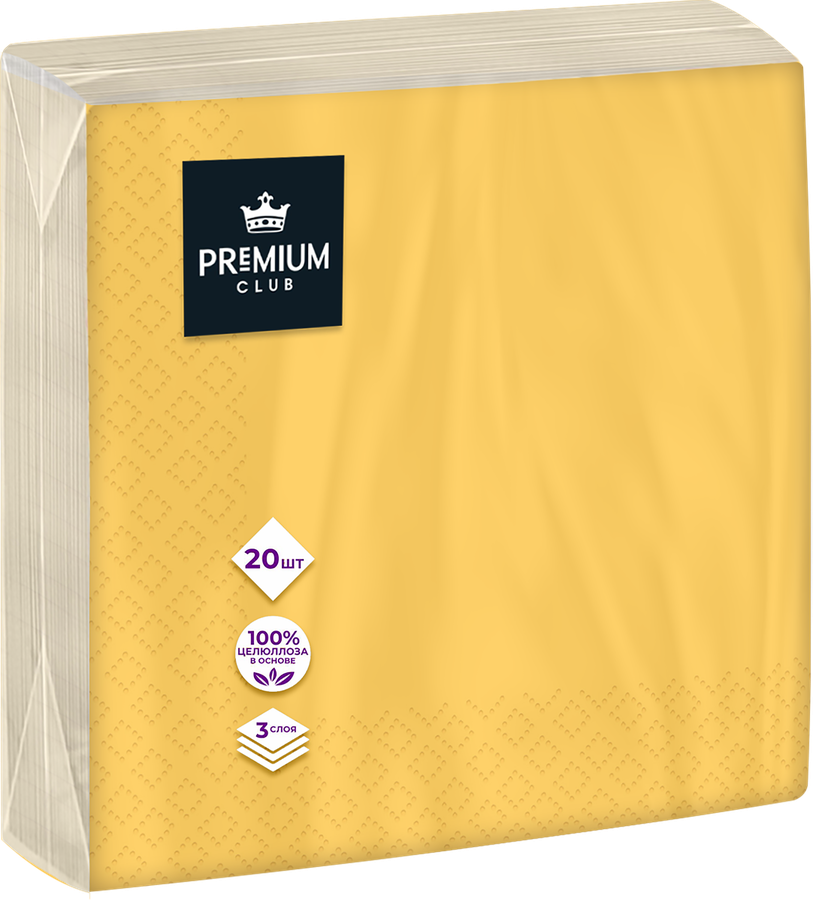 Салфетки бумажные PREMIUM CLUB Цветные 3-слоя 33х33см, 20шт, превью