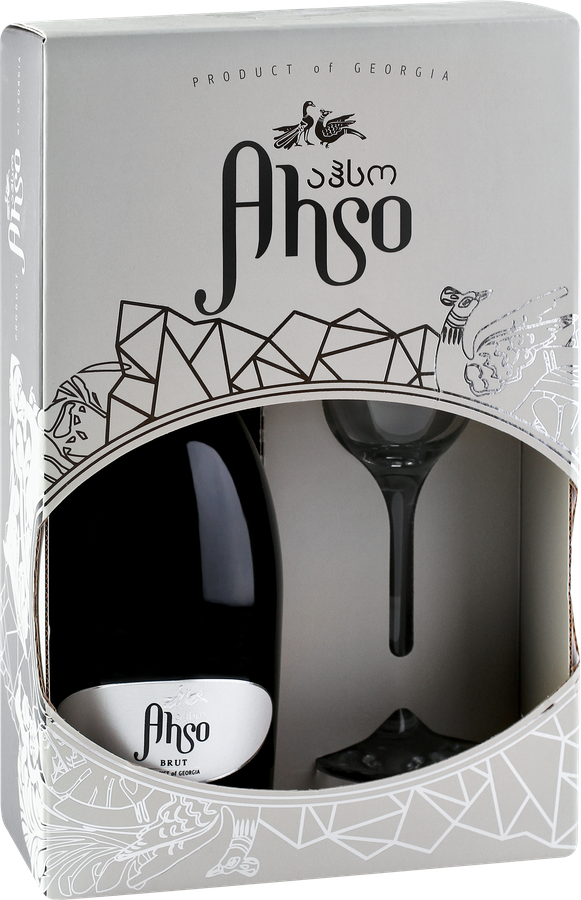 Вино игристое AHSO белое брют + 1 бокал, п/у, 0.75л, предпросмотр