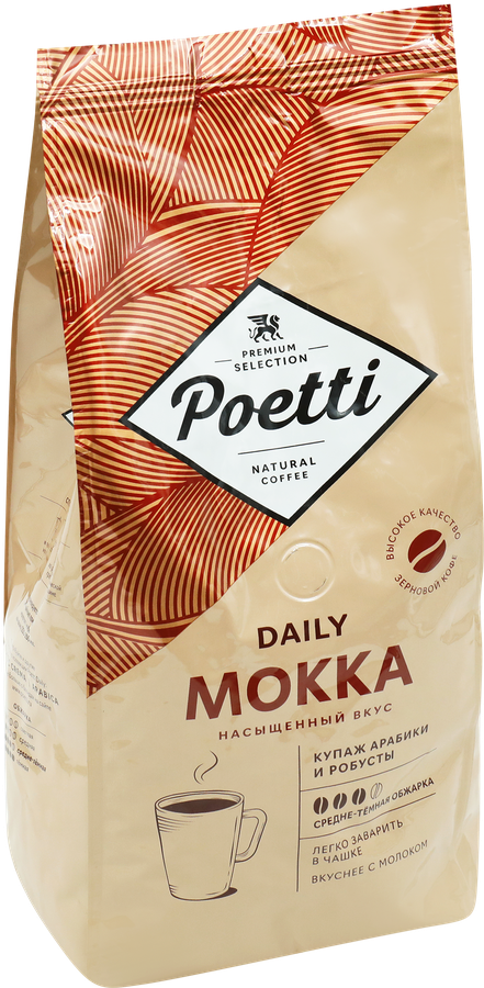 Кофе зерновой POETTI Daily Mokka натуральный жареный, 1кг, предпросмотр