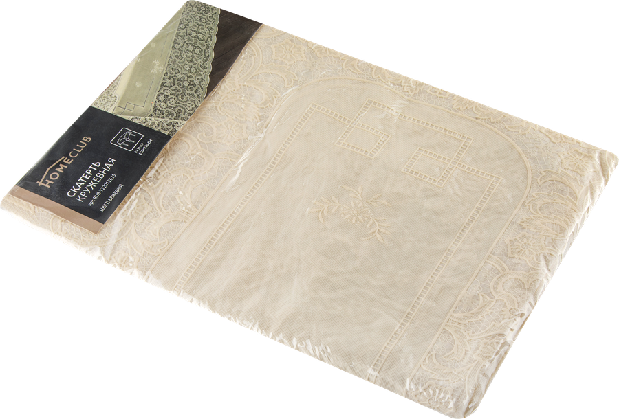 Скатерть кружевная HOMECLUB 150x230см, белая, бежевая, Арт. RUB-T22012625, предпросмотр