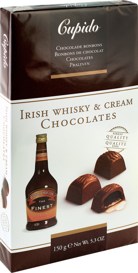 Конфеты шоколадные CUPIDO Irish с алкогольной начинкой, 150г, предпросмотр
