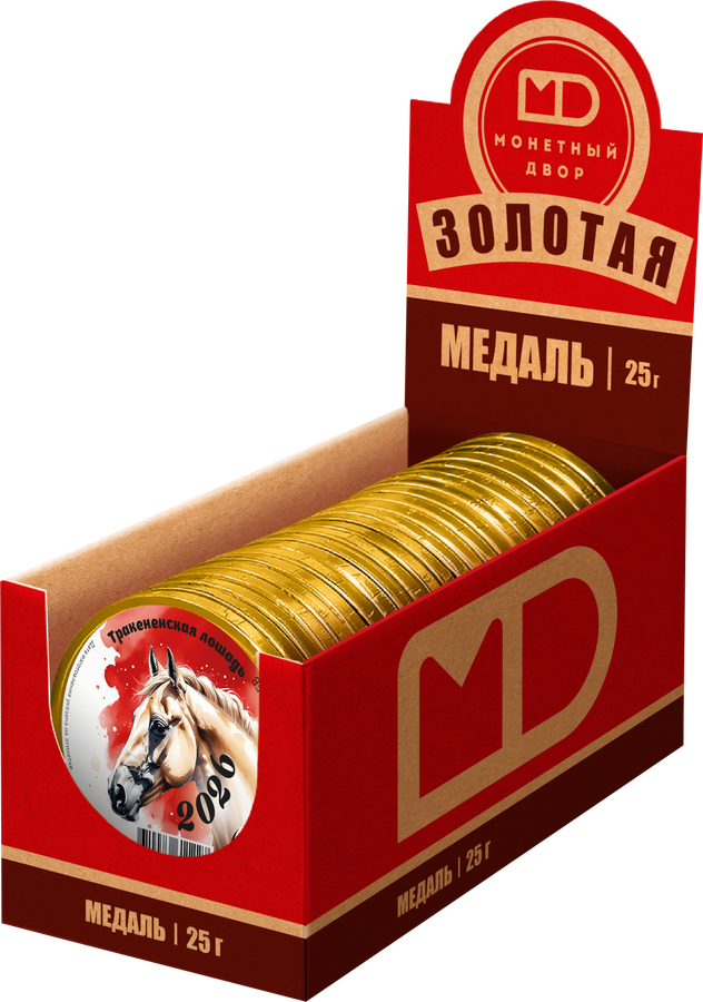 Шоколад фигурный МОНЕТНЫЙ ДВОР Медаль новогодняя с наклейкой, 25г, предпросмотр