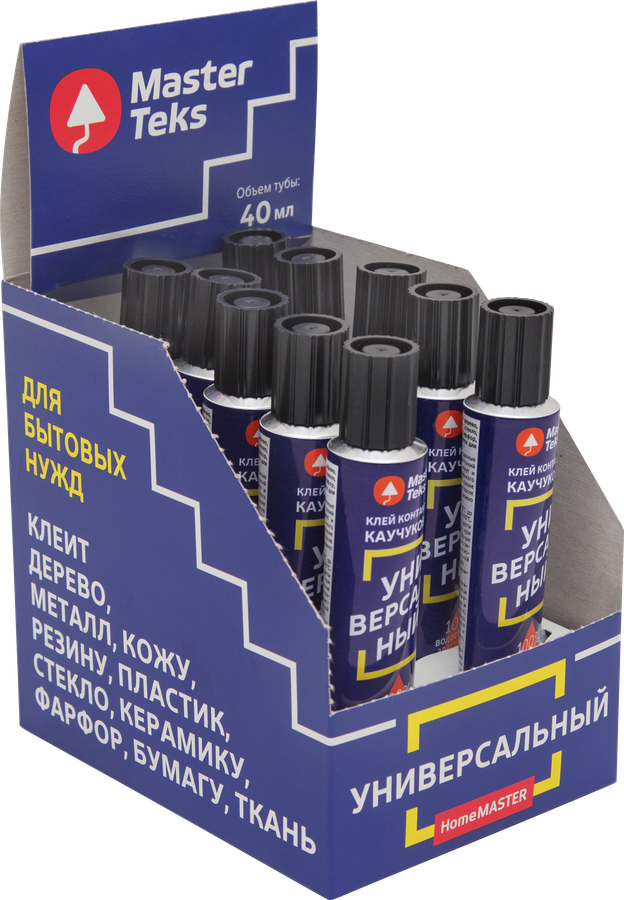 Клей контактный MASTERTEKS HomeMaster, каучуковый, универсальный, желто-зеленый Арт. 9753180, 40мл, превью