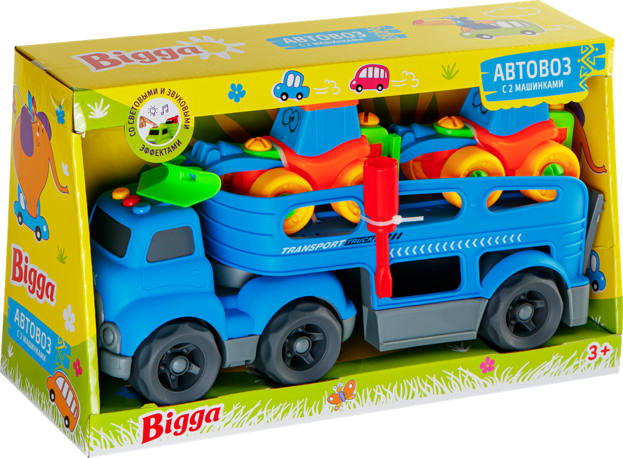 Набор игровой BIGGA Автовоз с 2 машинками, строительная техника, Арт. CB804979/903034186, предпросмотр