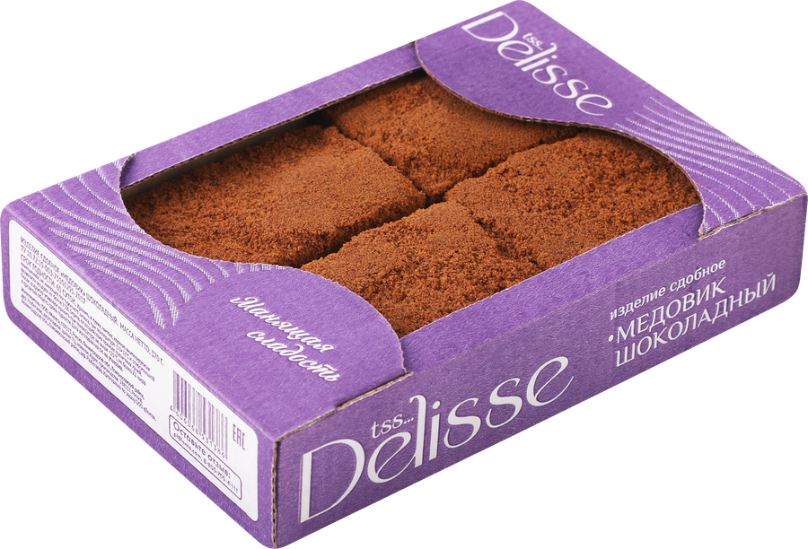 Изделие сдобное DELISSE Медовик шоколадный, 370г, превью