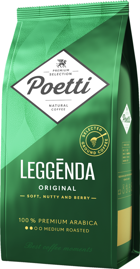 Кофе молотый POETTI Leggenda Original натуральный жареный, 250г, предпросмотр
