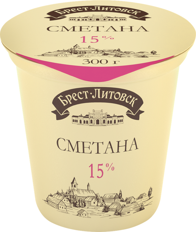 Сметана БРЕСТ-ЛИТОВСК 15%, без змж, 300г, превью