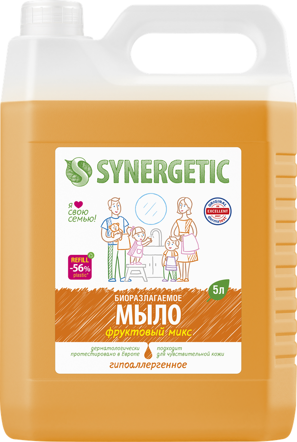 Мыло жидкое SYNERGETIC Фруктовый микс, 5л, превью
