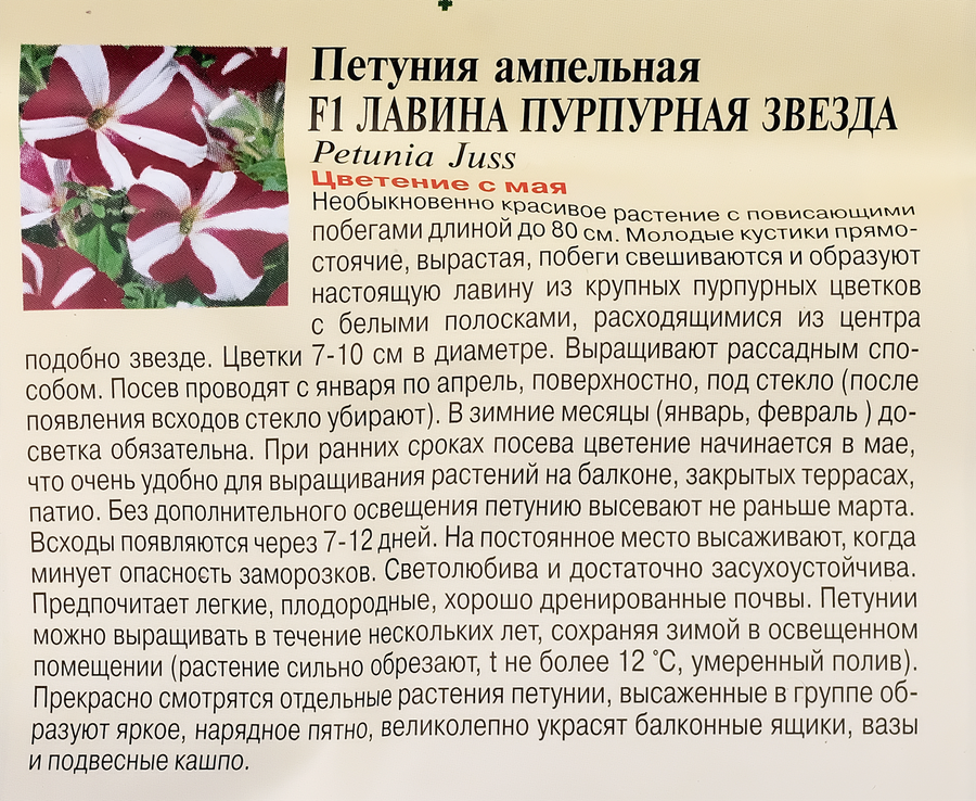 Семена ГАВРИШ Петуния Лавина Пурпурная звезда F1, Арт. 1071856253, 7шт, превью