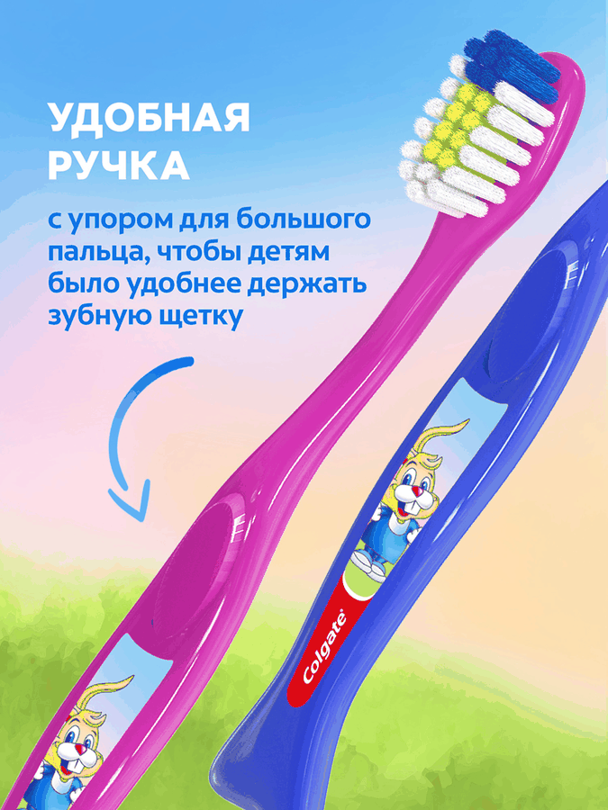 Зубная щетка детская COLGATE Доктор Заяц 2+1 супермягкая 2+, превью