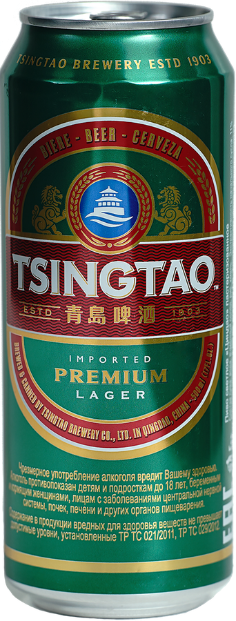 Пиво светлое TSINGTAO Lager пастеризованное 4,7%, 0.5л, предпросмотр
