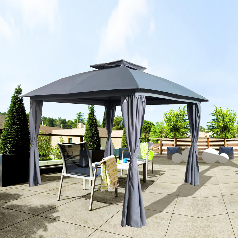 Павильон GIARDINO CLUB 2,9x2,9x2,65м со шторами, серый, Арт. LZ-12929, предпросмотр