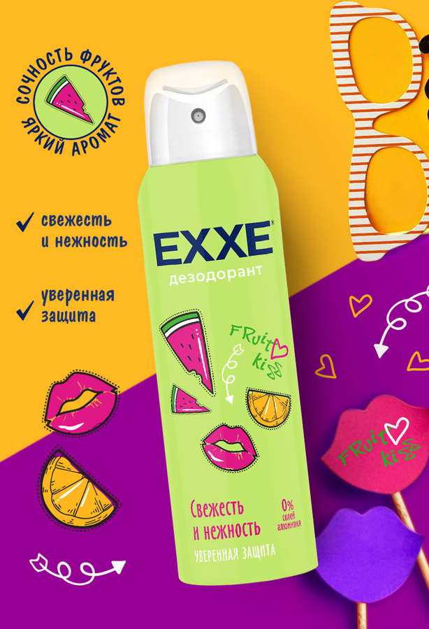 Дезодорант-спрей женский EXXE Fruit kiss Свежесть и нежность, 150мл, превью