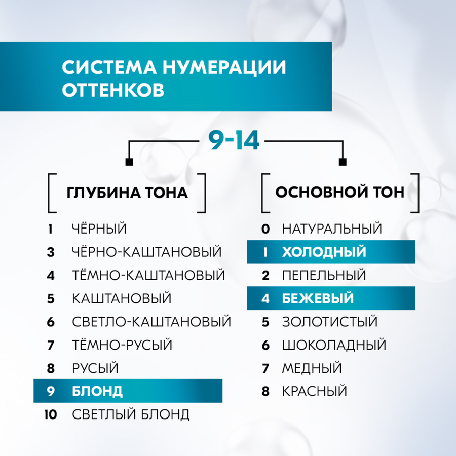 Краска для волос ГЛИСС КУР 9–14 Пепельный блонд, 132,5мл, предпросмотр