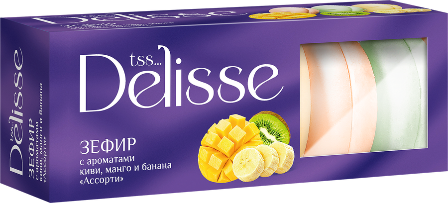 Зефир DELISSE Ассорти с ароматом киви, манго, банана, 210Г, предпросмотр