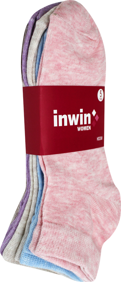 Носки женские INWIN р. 23–25, с коротким паголенком, Арт. Grey melangel-short2325, 5пар, превью