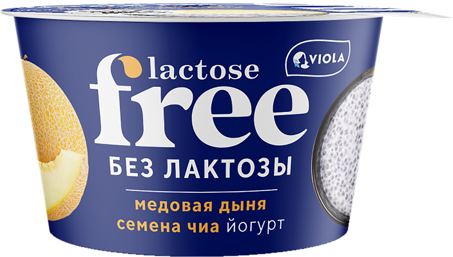 Йогурт VIOLA FREE безлактозный с наполнителем Медовая дыня, семена чиа 2,7%, без змж, 180г, превью