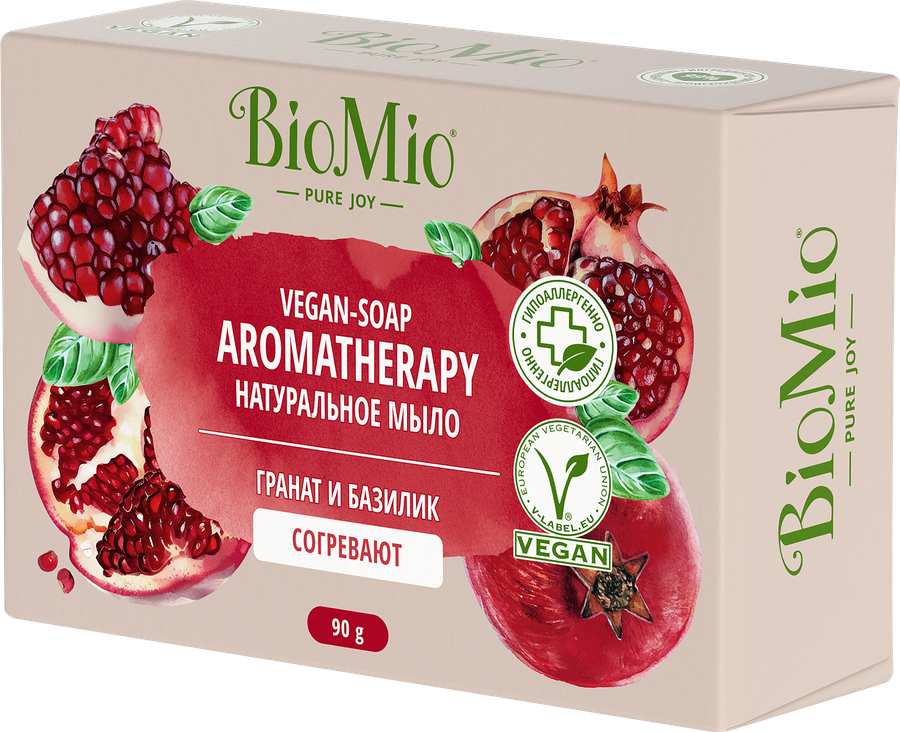 Мыло туалетное BIOMIO Aromatherapy Гранат и базилик натуральное, 90г, предпросмотр